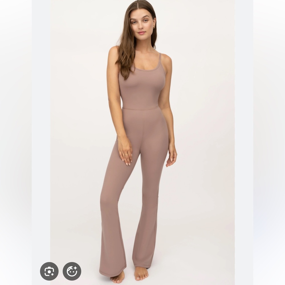 Yogalicious Mauve Brown Scoop Neck Jumpsuit Romper